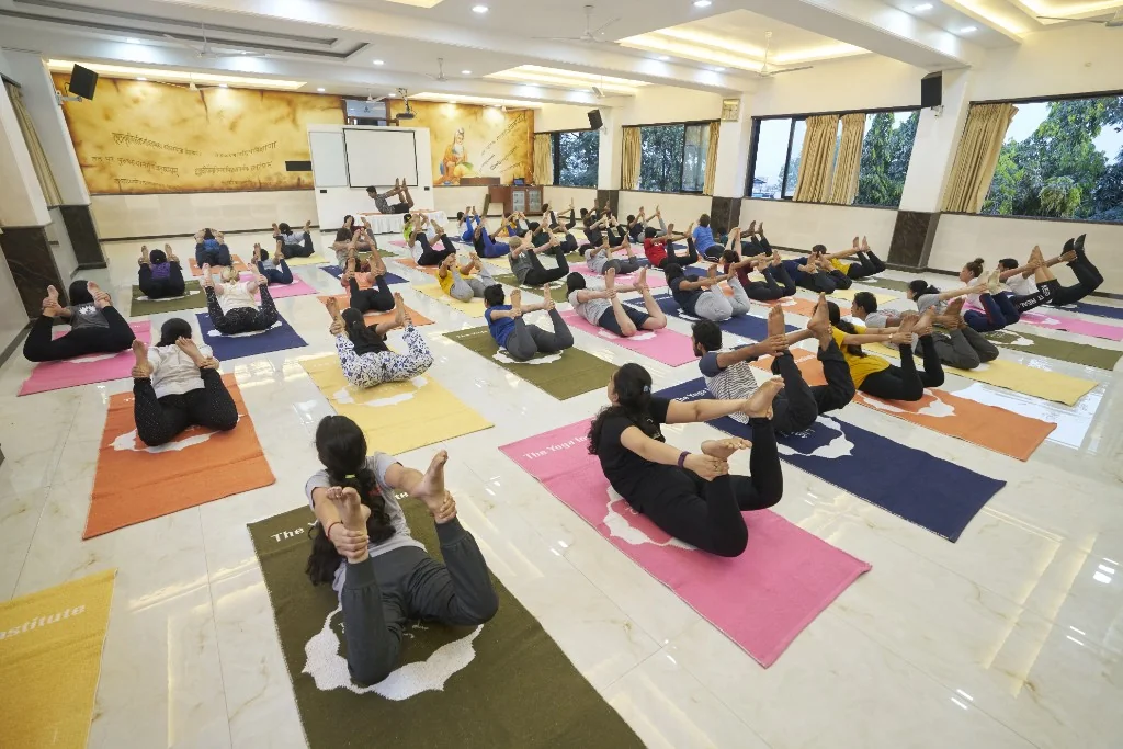 LMYC yoga hall — group practice at The Yoga Institute lineage